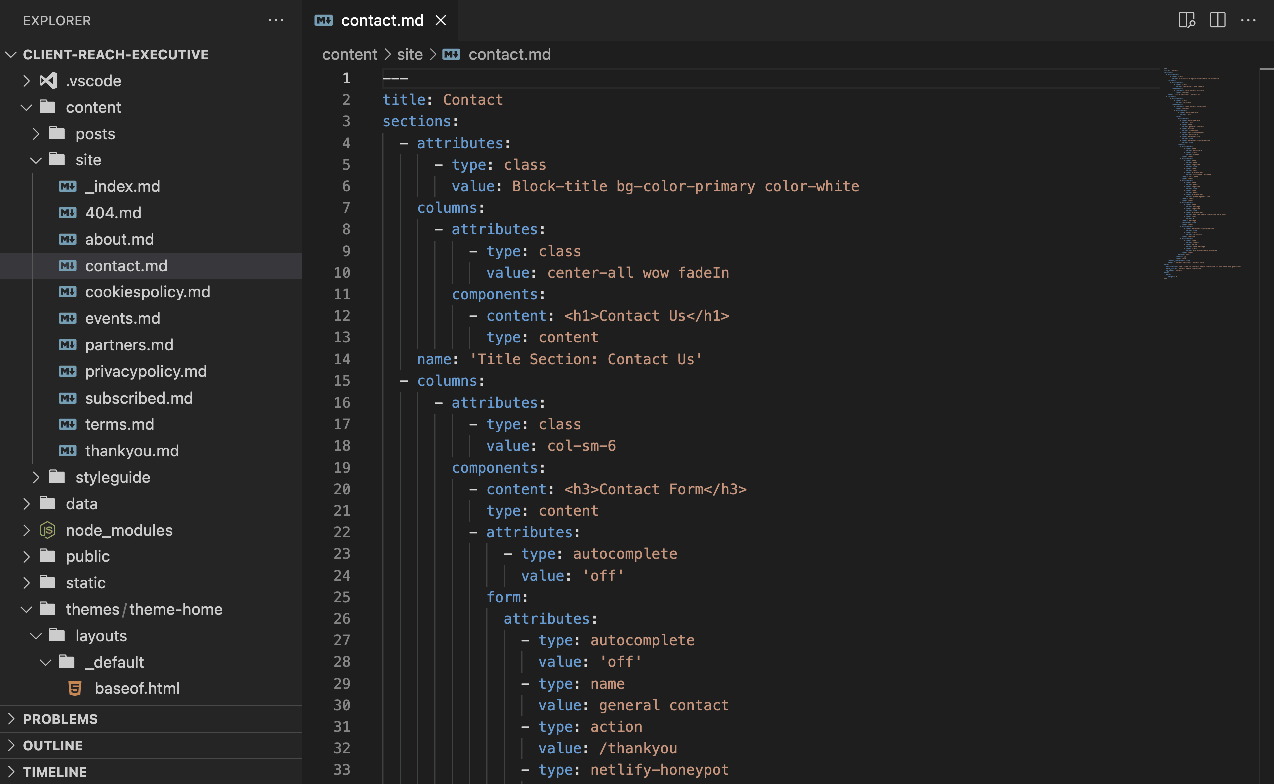 Screenshot of Block Digital’s Markdown code configuration for Netlify CMS