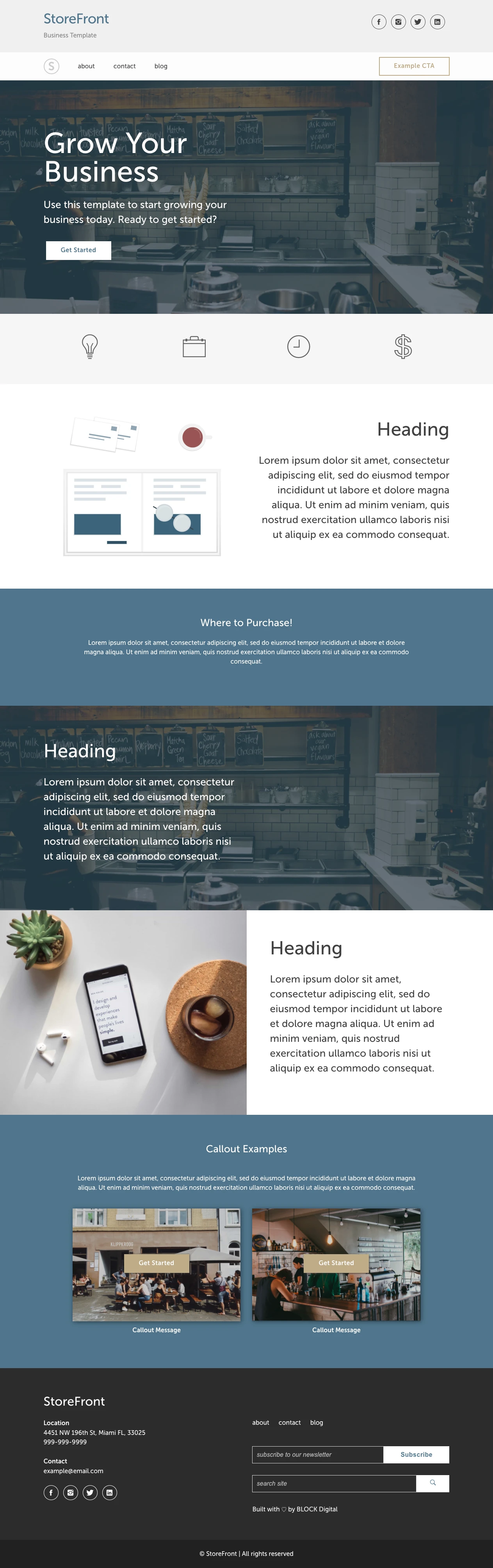Screenshot of Block Digital’s template selection page, displaying available website layouts