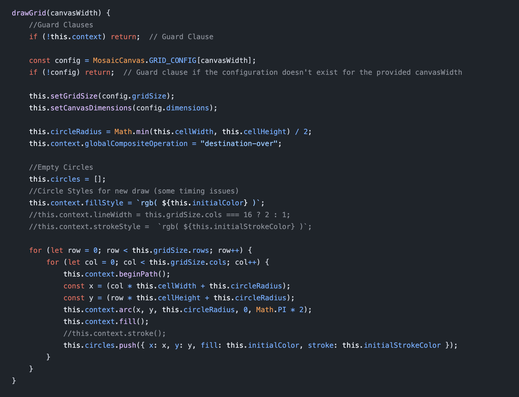 Code example of brickartcreator's drawgrid function