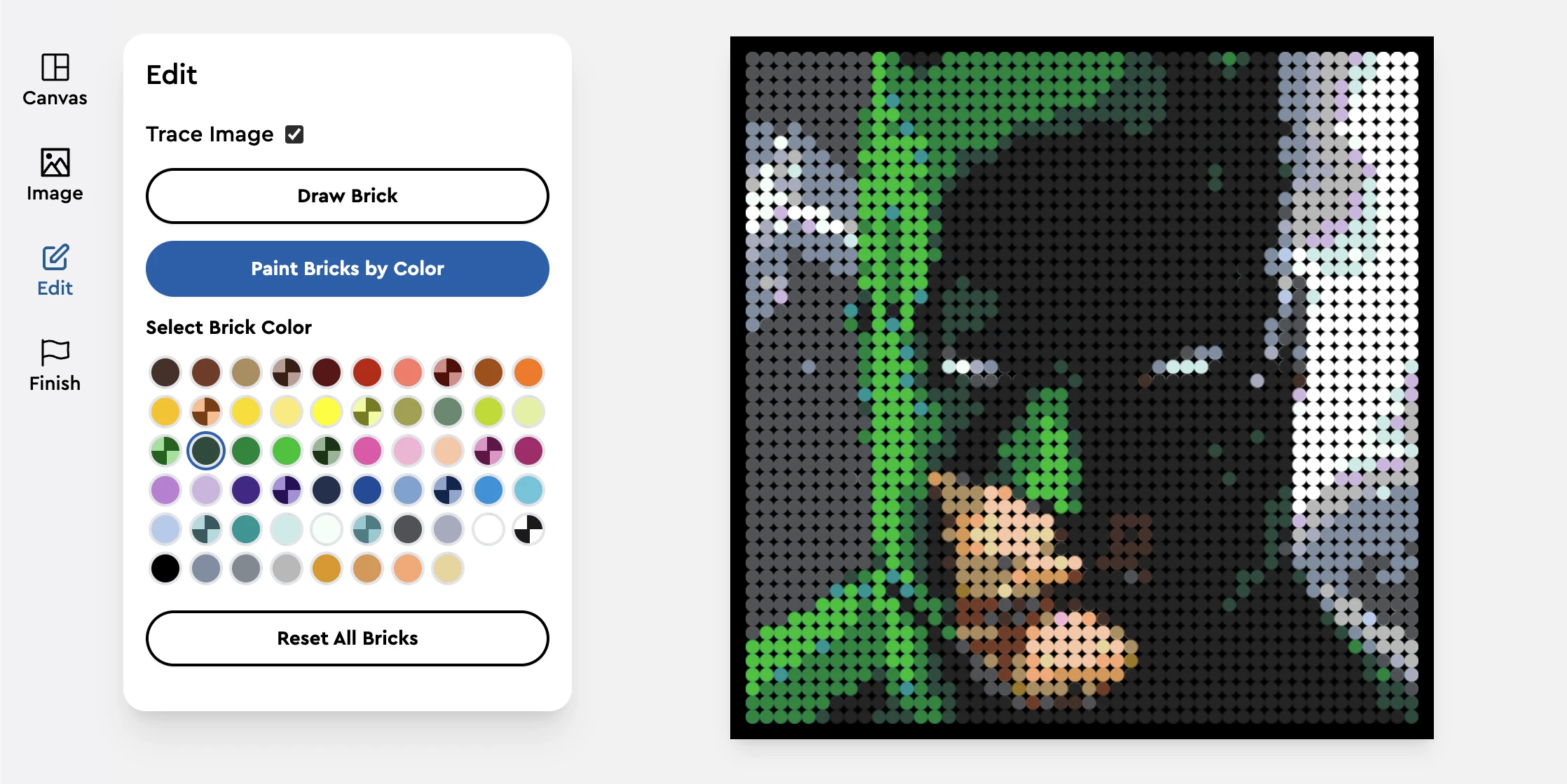 Brick Art Creator Edit Image page
