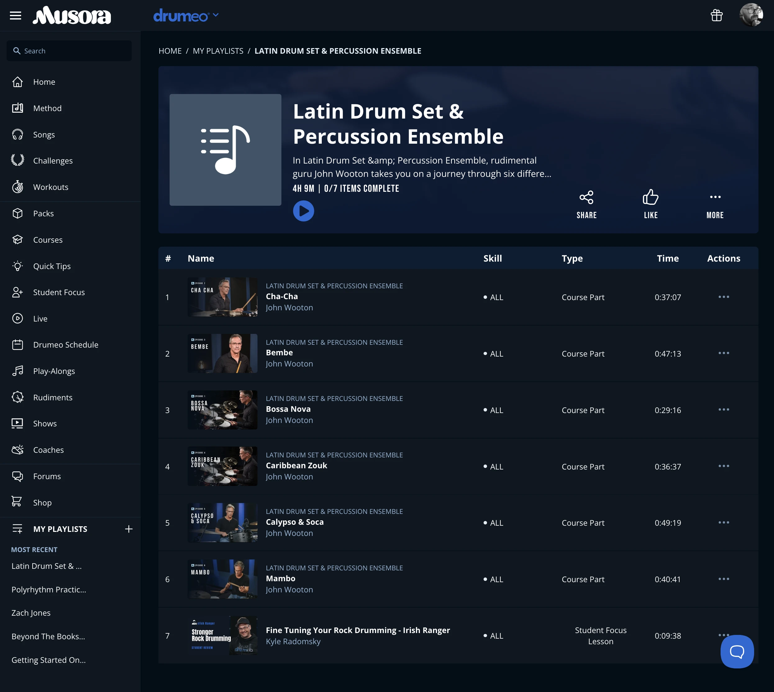 Image of a Musora Playlist