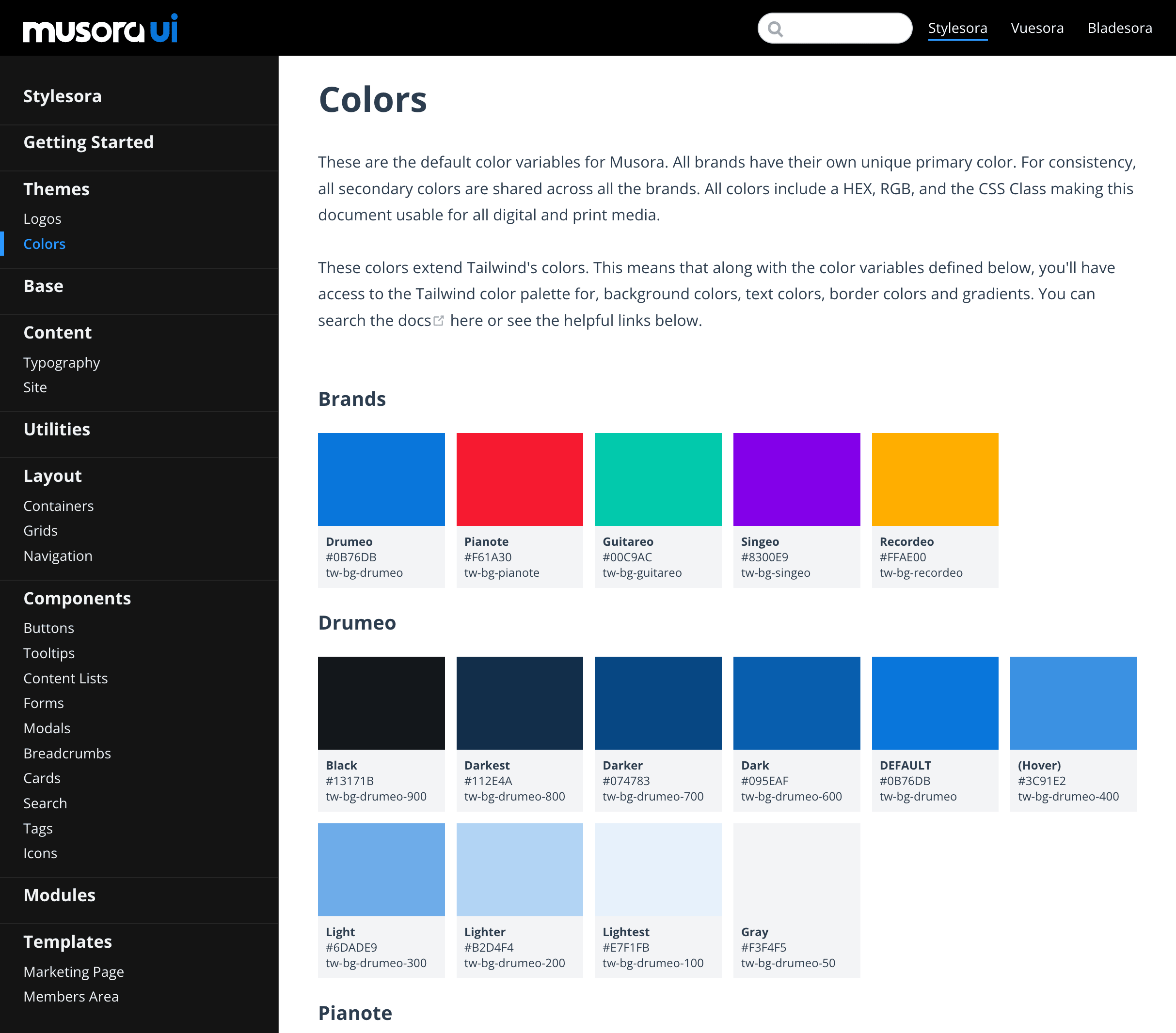 Musora UI Colors
