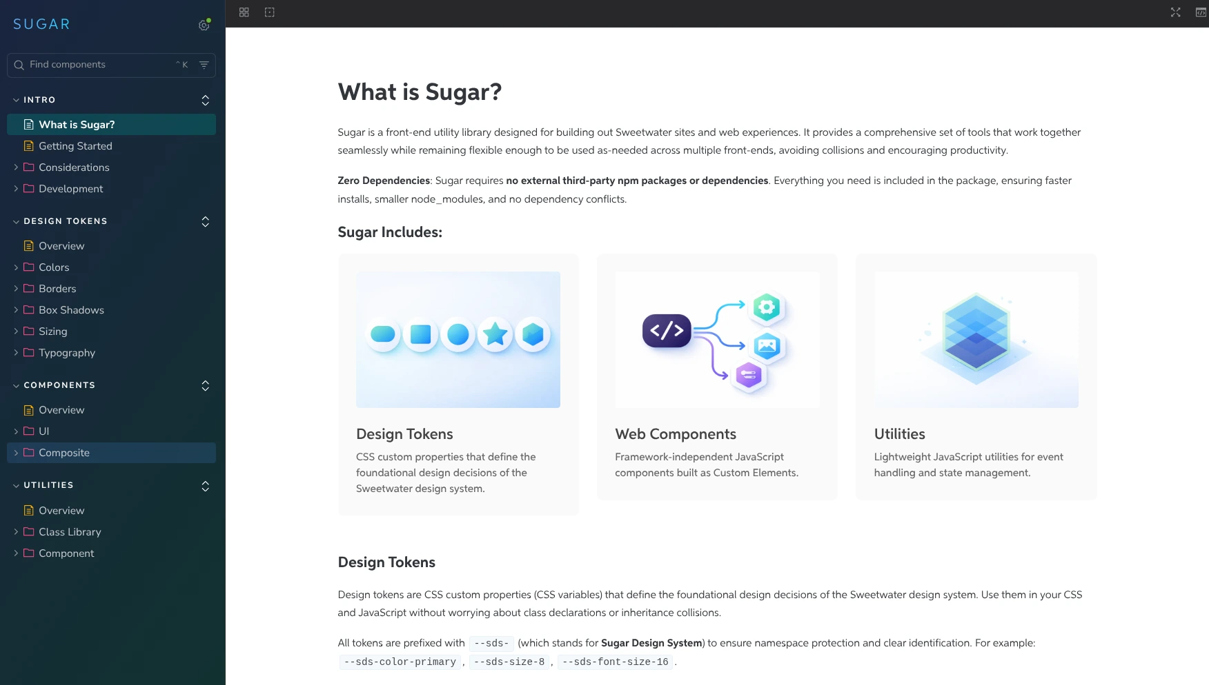 Sugar Design System homepage